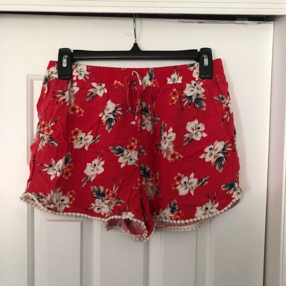 Red Flowy Hollister Shorts